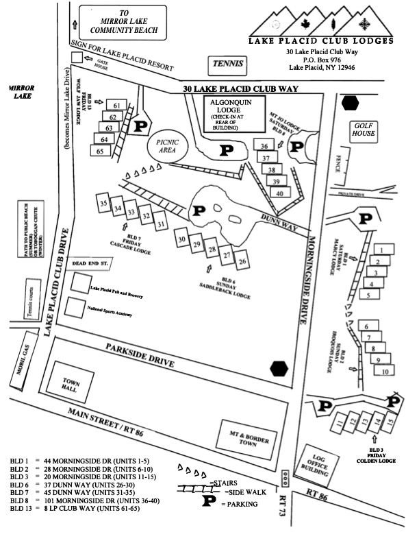 Lake Placid Accommodations - Property Map
